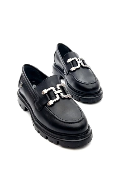 Venüs 2412906K Kadın Hakiki Deri Tokalı Kalın Taban Loafer Ayakkabı - 2