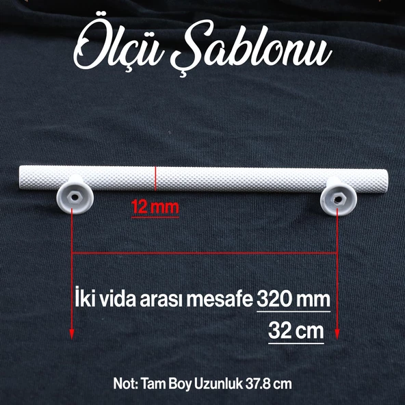 Doruk Beyaz Metal Kulp 320 mm - 32 cm Mobilya Çekmece Mutfak Dolabı Dolap Kulpları Kulbu Kulpu Beyaz - Resim 2