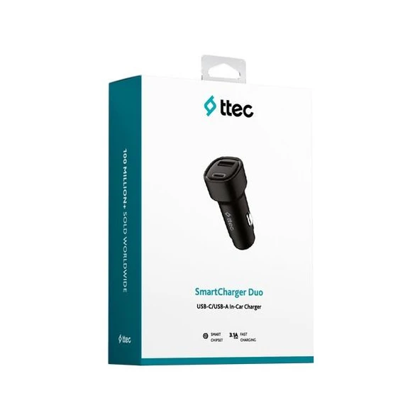 Ttec SmartCharger Duo 3.1A Araç Şarj Aleti USB-C+USB-A (15.5W) - 2CKS35S - 7
