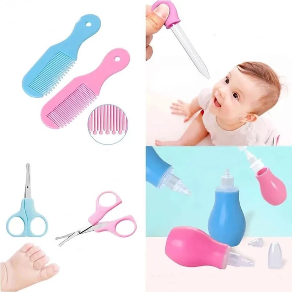 Bebek Bakım Seti Yeni Doğan Ateş Ölçerli Bebek Hijyen Seti 8 Parça-Pembe - 2