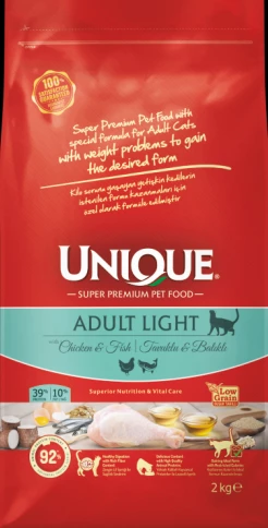 Unique 2 kg Tavuklu Balıklı Yetişkin Light Kedi Maması