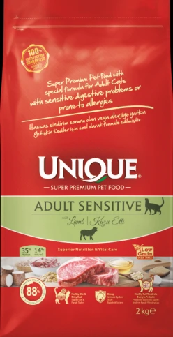 Unique Sensitive Kuzu Etli 2 kg Yetişkin Kedi Maması