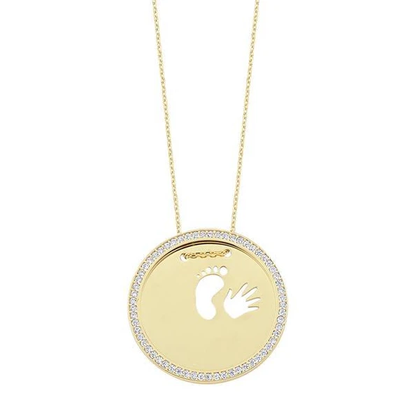 Altın Anne Çocuk Plakalı Taşlı 3,98 Gram