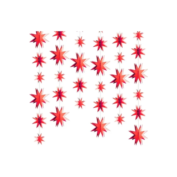 Yıldız Süs 3 Boyutlu Tavan Süsü Parlak Kırmızı 2 Metre ürün görseli 1