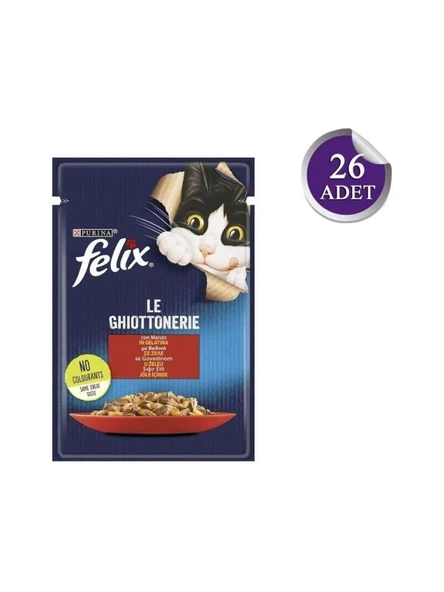 Felix Taze Sığır Etli Jöleli Pouch Yetişkin Kedi Konservesi 85 Gr*26 Adet