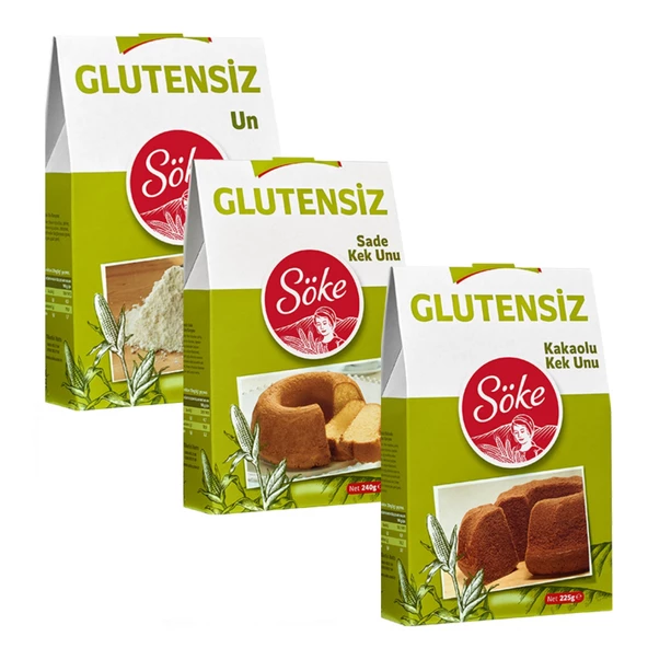 Söke Glutensiz un 250 g Sade Kek Un 240 g Kakaolu Kek Un 225 g