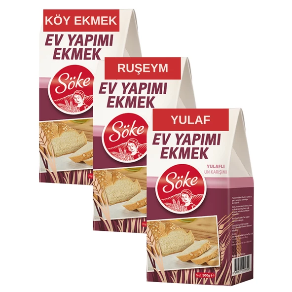 Söke Ev Yapımı Ekmek Yulaf Ruşeym Köy Ekmek Un Karışım 3x500 g