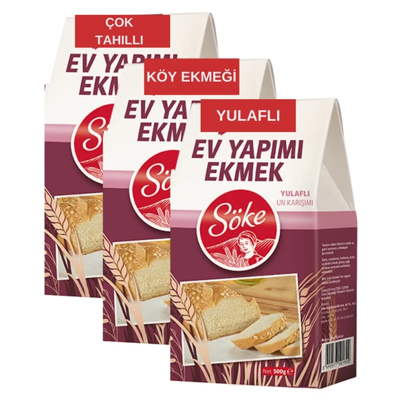 Söke Ev Yapımı Ekmek Çok Tahıllı Yulaf Köy Ekmek Un Karışım 3x500 g