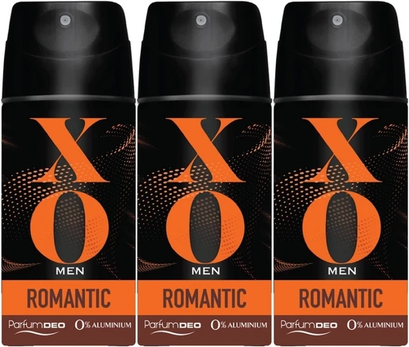 XO Deodorant 150ML Men-Erkek Romantıc (3 Lü Set)
