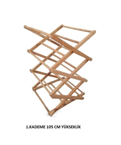 HK Ahşap Kurutmalık, Çamaşır Kurutmalık, Çamaşır Askısı, Dilsiz Uşak, Askılık, Doğal Verniksiz - Resim 3