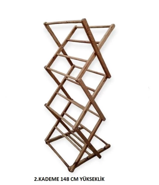 HK Ahşap Kurutmalık, Çamaşır Kurutmalık, Çamaşır Askısı, Dilsiz Uşak, Askılık, Doğal Verniksiz - Resim 2