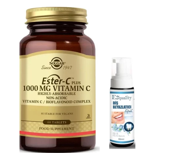Solgar Ester-C Plus 1000 mg 60 Kapsül - Diş Beyazlatıcı Köpük Hediye - 1