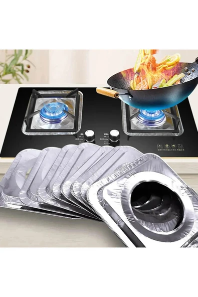 Tekrar Kullanılır 10'lu Ocak Üstü Koruyucu Leke Önleyici Isıya Dayanıklı Ocak, Izgara Koruyucu Folyo - 7