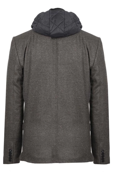 CEKMON Erkek İçi Kapitoneli Kapüşonlu Dışı Blazer Dokuma Yünlü Rahat Spor Ceket - 10