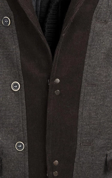 CEKMON Erkek İçi Kapitoneli Kapüşonlu Dışı Blazer Dokuma Yünlü Rahat Spor Ceket - 11