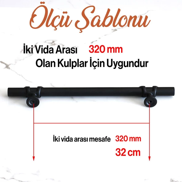 Maça Siyah Metal Kulp 320 mm - 32 cm Mobilya Mutfak Çekmece Dolabı Dolap Kulpları Kulbu Kulpu Siyah - 3