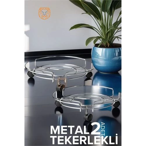 ModaCar Metal Saksı Altlığı Tekerlekli 2 li SET