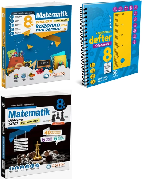 Çanta 2025 8. Sınıf Lgs Matematik Etkinlikli Soru + Kazandıran Defter + Kazanım Deneme Seti 3 Kitap