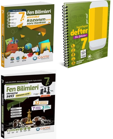 Çanta 2025 7. Sınıf Fen Bilimleri Etkinlikli Soru + Hazırlayan Defter + Kazanım Deneme Seti 3 Kitap
