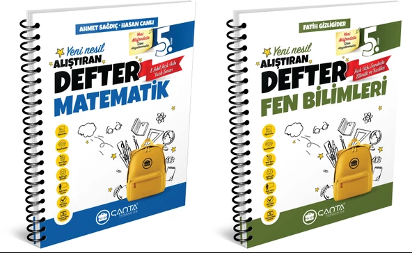Çanta 2025 5. Sınıf Matematik + Fen Bilimleri Alıştıran Defter Seti 2 Kitap