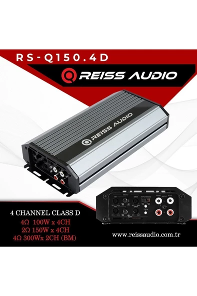 Reiss Rs-Q150.4d 4kanal Profesyonel Oto Amfi Anfi 2 Ohm 150w X 4ch-4 Ohm 100w X 4ch-300w X 2ch 4ohm