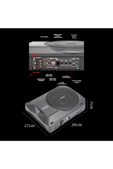 Navigold Ng-s8 Slim Koltuk Altı Subwoofer Aktif Bas 800wat 300w Rms Kendinden Amfili Bas Kontrollü - 3