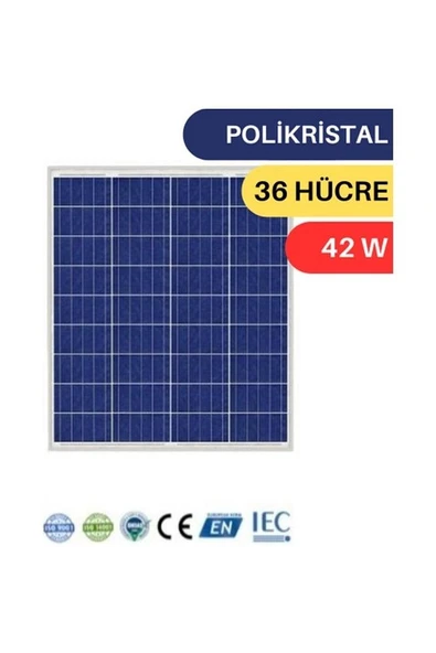 42W Polykristal Güneş Paneli