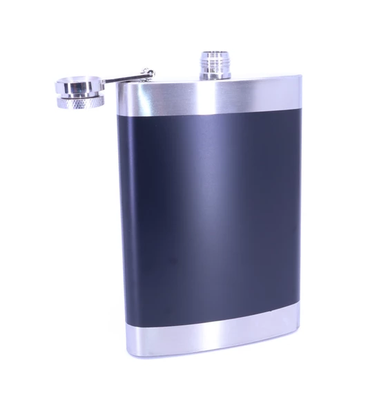Siyah Deri Kaplama Paslanmaz Çelik Cep Matarası - Hip Flask 9 OZ - 3