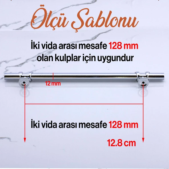 Maça Metal Kulp 128 mm -12.8 cm Krom Renk Mobilya Çekmece Mutfak Dolabı Dolap Kulpları Kulbu Kulpu - Resim 2
