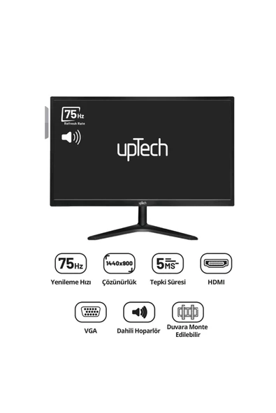 upTech HD190S 19" Geniş Ekran 75 Hz 5ms (VGA,HDMI,SES) Dahili Hoparlör Led Monitör - Resim 2