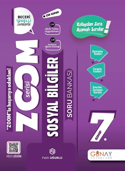 GÜNAY YAYINLARI 7.SINIF ZOOM SERİSİ SOSYAL BİLGİLER SORU BANKASI