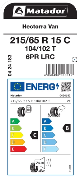 MATADOR 215/65R15C 104/102T HECVAN YAZ LASTİĞİ ÜRETİM YILI:2024 - 2