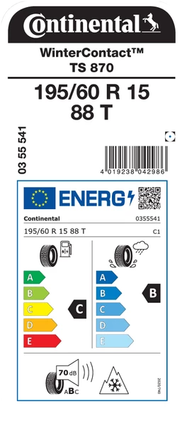 CONTİNENTAL 195/60R15 88T TS870 KIŞ LASTİĞİ ÜRETİM YILI:2024 - 2