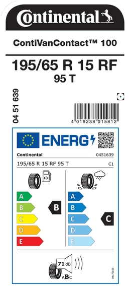 CONTİNENTAL 195/65R15 95T RF VANCONTACT 100 YAZ LASTİĞİ ÜRETİM YILI:2024 - 2