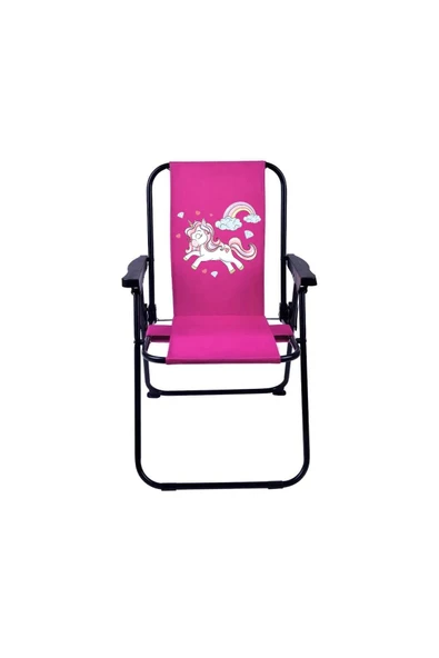 EXENT Rainbow Unicorn 2-6 Yaş LÜX Çocuk Piknik Sandalyesi-Mini Kamp Sandalyesi-PEMBE - 1