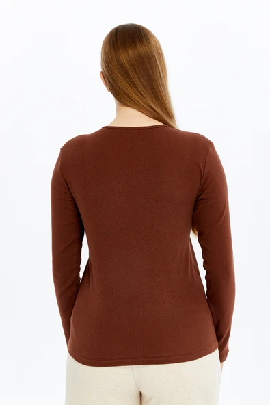 KADIN UZUN KOLLU BİSİKLET YAKA TİŞÖRT   XL SİYAH - Resim 10