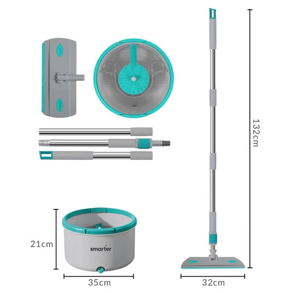 SMARTER Aqua Flat + Yedek Temiz Ve Kirli Suyu Ayırma Özelliği Otomatik Temizlik Seti Tablet Mop Paspas - 3