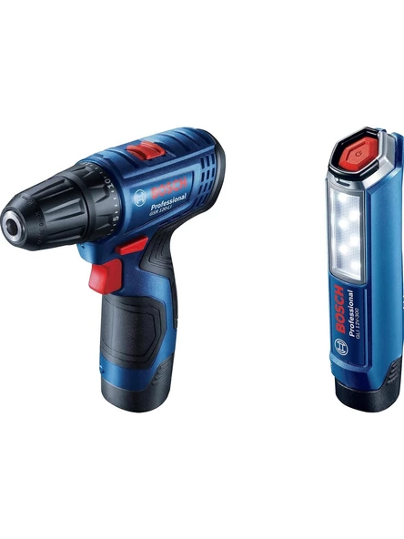 Bosch GSR 120-LI Akülü Vidalama + Bosch GLI 12V-300 Akülü Lamba