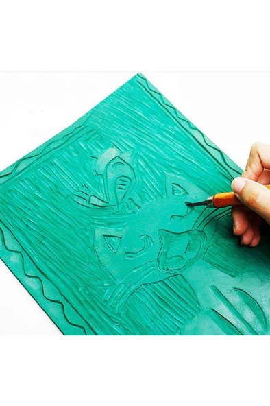 Mühürcüm Gravür Oyma Sanatı İçin Kauçuk Yumuşak Yeşil Levha Baskı Ofset - 3