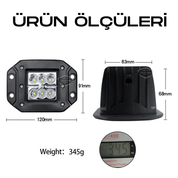 Gömme Tip Beyaz 6 Led Araç Motosiklet Off Road Led Lamba Delici Yayıcı Projektör 18W Metal Sis Arazi Çalışma Lambası 12v-24v 1 Adet - 5
