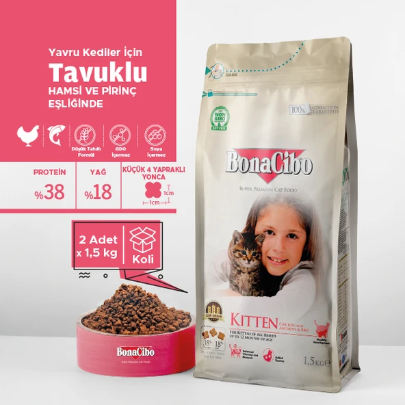 Bonacibo Yavru Kedi Maması 1.5 kg x 2 Adet