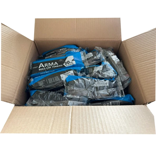 Arma Siyah Orta Boy 55 x 60 Cm. - 30 Litre Çöp Torbası Poşeti - 20 Adetlik 10 Rulo - 2