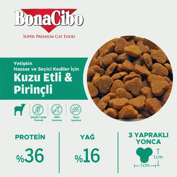 Bonacibo Adult Cat Lamb & Rice Kuzu Etli Ve Pirinçli Yetişkin Kedi Maması 2 Kg. - 3