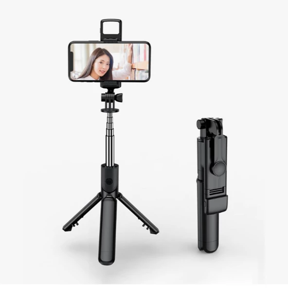 Petinka Selfie Çubuğu Kumandalı LED Işıklı Ayaklı Uzayabilen Taşınabilir Masa Üstü Tripod