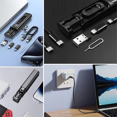 Cep Tipi Kablo Seti Bas Aç 60W Type-C, İphone Şarj Micro USB Hızlı Şarj Data Set - 2