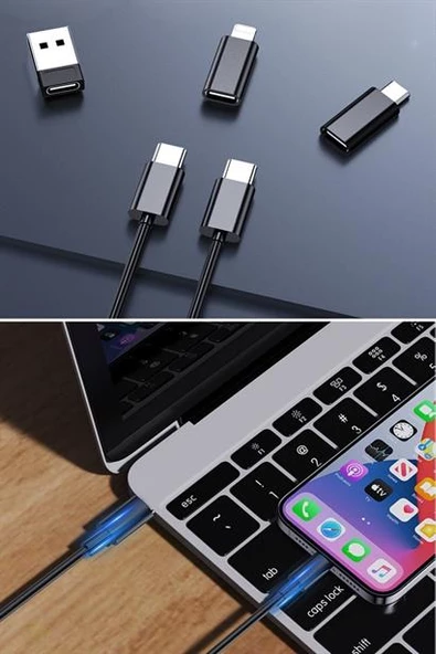 Cep Tipi Kablo Seti Bas Aç 60W Type-C, İphone Şarj Micro USB Hızlı Şarj Data Set - 11