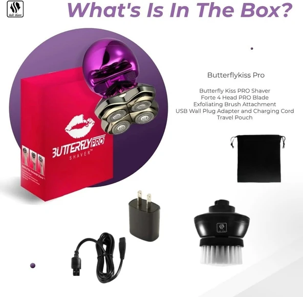 Skull Shaver Butterfly Kiss Pro (Mor): Bikini, Bacak ve Vücut Tıraşı İçin - 3