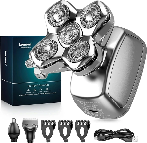 Kensen 5D Manyetik Baş Tıraş Makinesi - LED Ekranlı - Islak ve Kuru