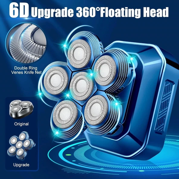 Handsomeface 6D Saç Tıraş Makinesi, 6'sı 1 Arada Bakım Seti - Mavi - 4