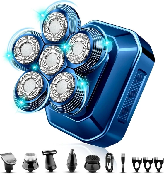 Handsomeface 6D Saç Tıraş Makinesi, 6'sı 1 Arada Bakım Seti - Mavi